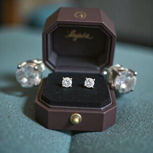 925 Sterling Silver Stud Earrings | Brilliant CZ Diamond Look | Hypoallergenic &